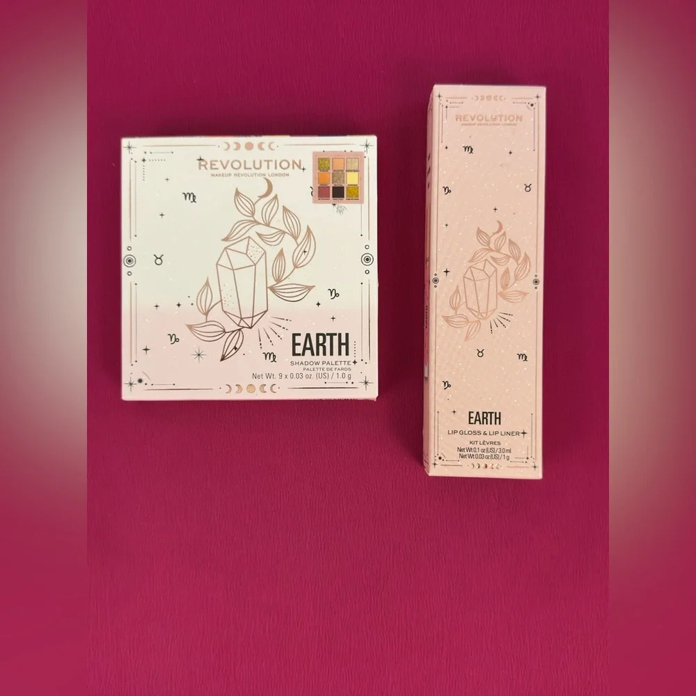 Revolution “Earth” 9 Shadow Palette & “Earth” Lip Gloss & Lip Liner Set. NWT